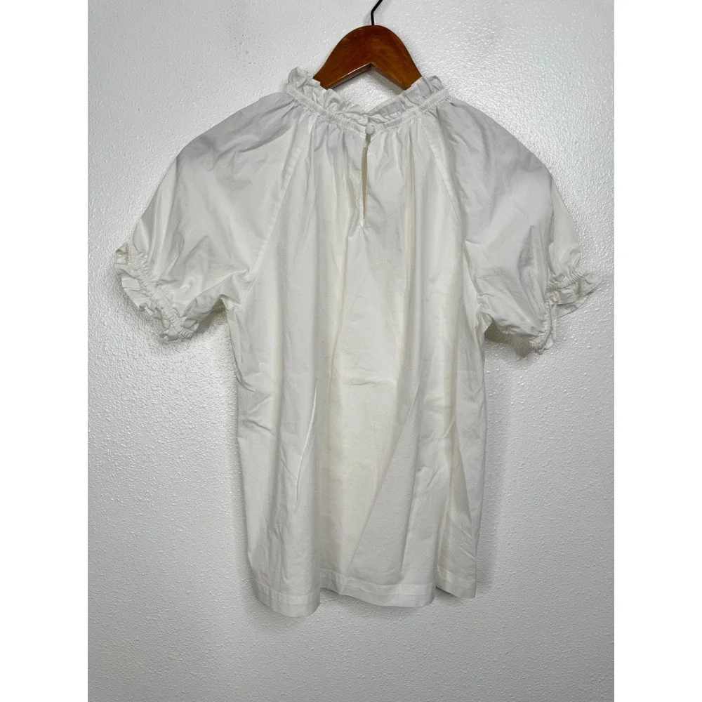 Hill House Home The Ruffle Top White Cotton Puff Sleeve Victorian Blouse Small